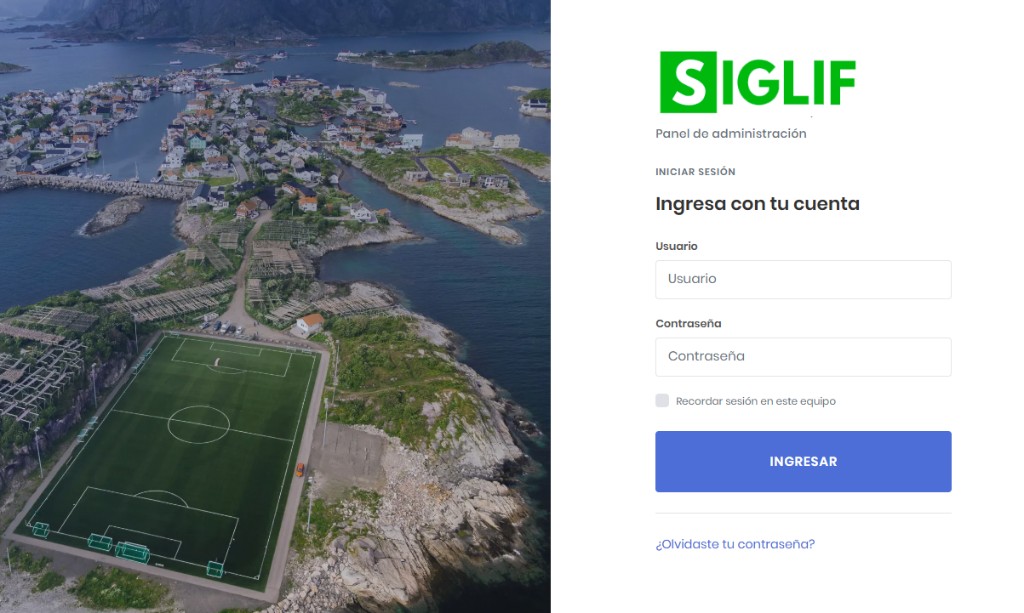 Pantalla de inicio de sesión SIGLIF